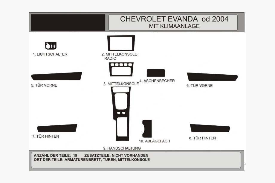 Chevrolet Evanda 2000-2006 Armaturenbrett Abdeckungen (Hartman) Image