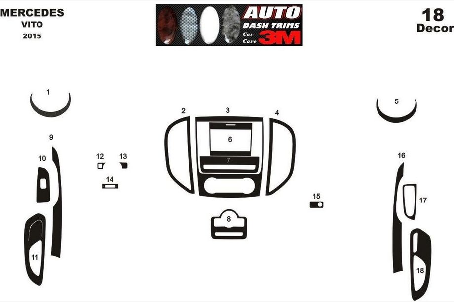 Mercedes Vito/V-class W447 2014- Armaturenbrett Abdeckungen Carbon Foto 6