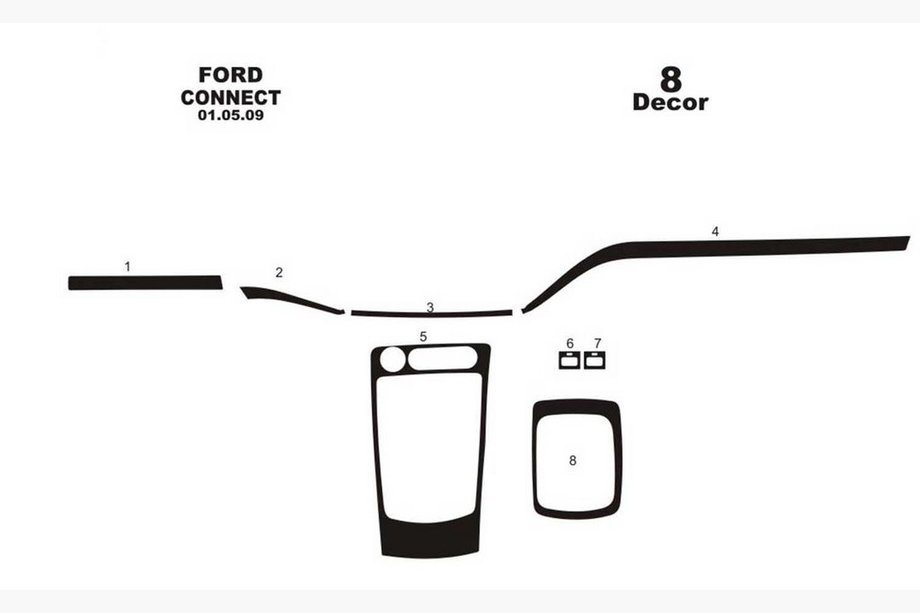 Ford Connect 2010-2013 Armaturenbrett Abdeckungen (Kleines Set) Aluminium Foto 3
