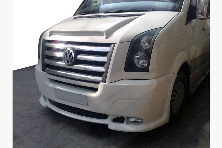 Volkswagen Crafter 2006-2016 Frontstoßstangenlippe mit 2 Scheinwerferausschnitten (grundiert zum Lackieren) Foto 2