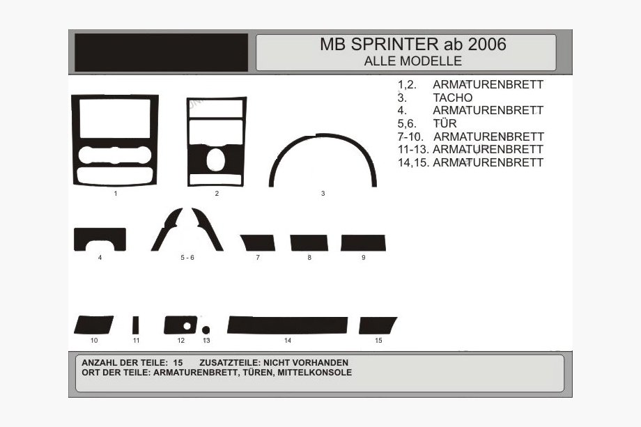 Mercedes Sprinter W906 2006–2018 Armaturenbrett Abdeckung (15-teilig, VIP-Hartman) Blau Foto 1