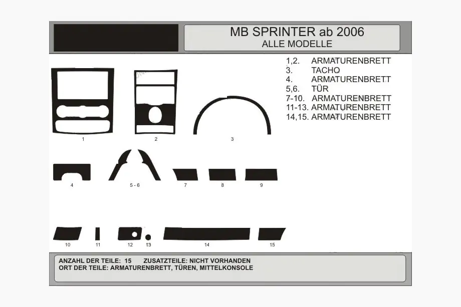 Mercedes Sprinter W906 2006–2018 Armaturenbrett Abdeckung (15-teilig, VIP-Hartman) Carbon Foto 1