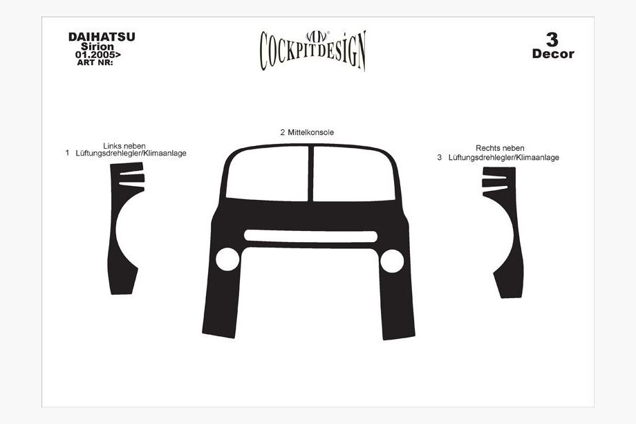 Daihatsu Sirion 2005-2015 Armaturenbrett Abdeckungen Titan Foto 3