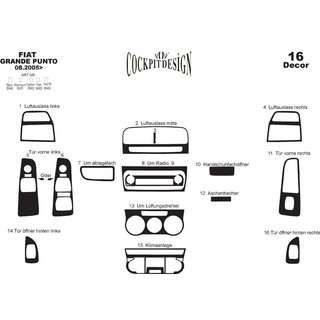 Armaturenbrett Dekor Fiat Punto Grande/EVO 2006-2018 Foto 3