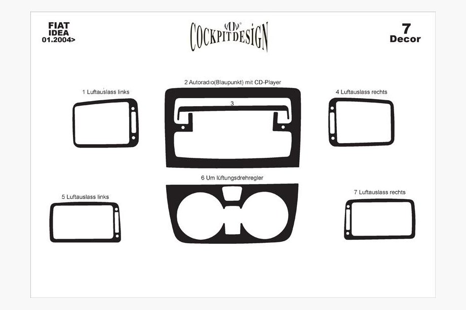 Fiat Idea 2003-2016 Dekorative Armaturenbrett Abdeckung Foto 2