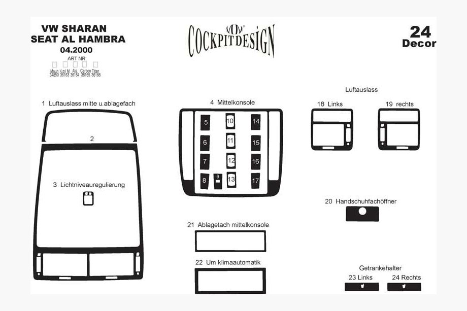 Volkswagen Sharan 1995-2010 Armaturenbrett Abdeckungen (2000-2010) Holz Foto 12
