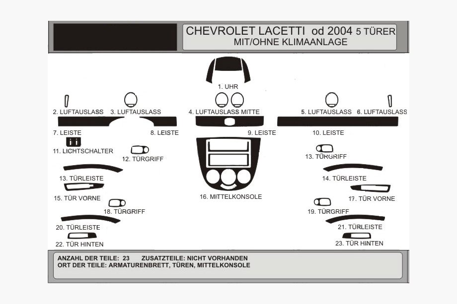 Chevrolet Lacetti 2003-2024 Armaturenbrett Abdeckung Hatchback (Hartman) Aluminium Image