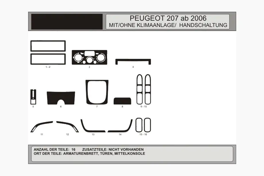 Peugeot 207 2006–2014 Armaturenbrett Abdeckungen (Hartman) Rot Foto 1