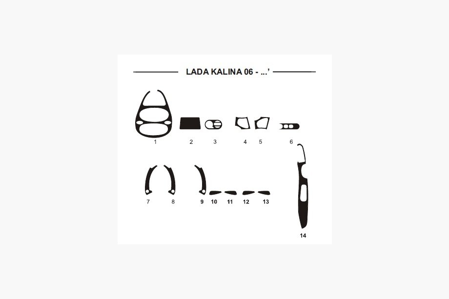Lada Kalina 2004-2011 Armaturenbrett Abdeckungen (Hartman) Aluminium Image