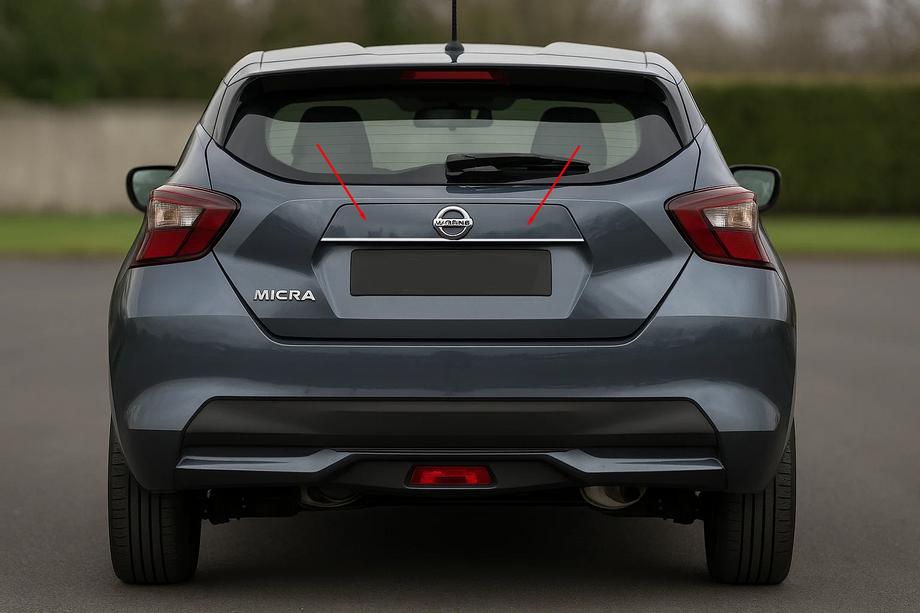 Nissan Micra K14 2016- Chromleiste über dem Kennzeichen OmsaLine (Edelstahl) Image