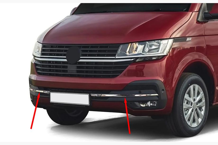Volkswagen T6 2015-2024 Zierleiste für Stoßstangengitter 2019+ (4 Stk., Edelstahl) Foto 1