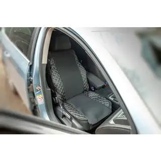 Autositzauflage ECO und Stoff (1 Stk, Schwarz mit grauer Naht + Stoff) Foto 1