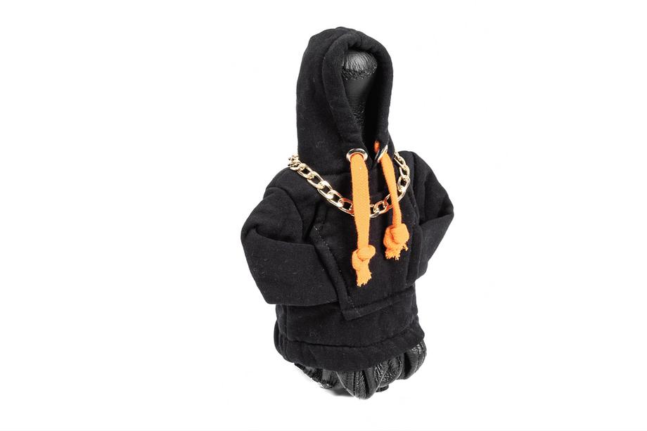 Schaltknauf Abdeckung Hoodie-Stil (Schwarz, orange Kordel) Foto 3
