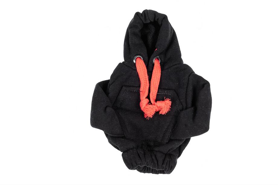 Schaltknaufmanschette Hoodie-Style (Schwarz, rotes Band) Foto 3