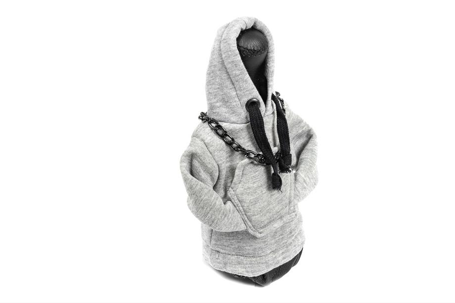 Schaltknauf Abdeckung Hoodie (grau, schwarzes Kordelband) Foto 3