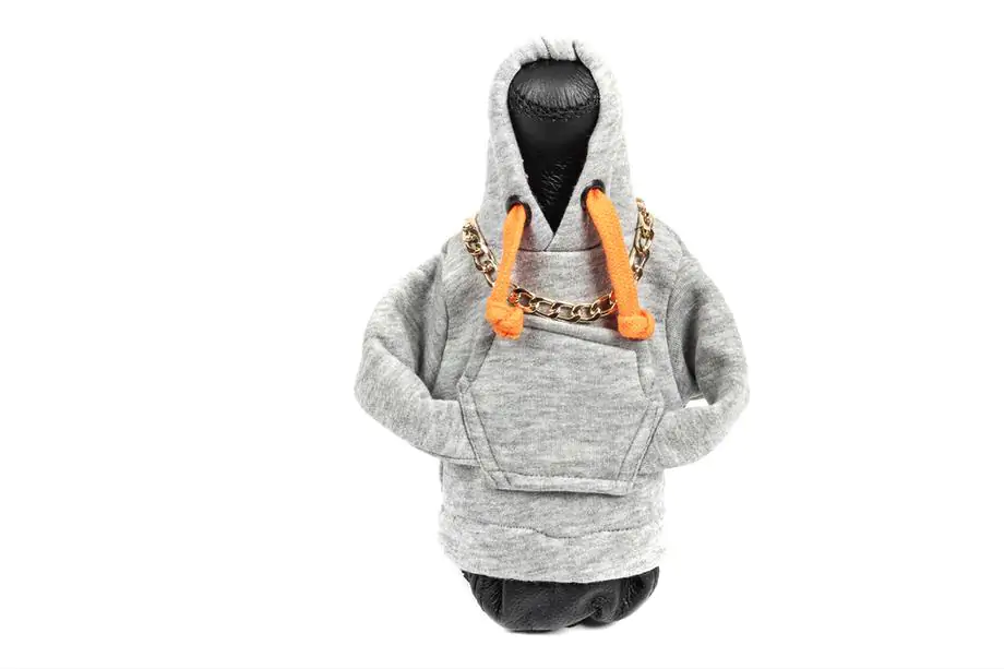 Schaltknauf Abdeckung Hoodie (grau, orange Kordel) Foto 1