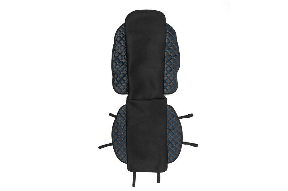 Autositzauflage ECO und Stoff (1 Stk, Schwarz mit blauer Naht + Stoff) Image