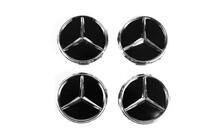 Mercedes-Benz Felgendeckel 71/74 mm ohne Ring (4 Stk, schwarz mit Chrom-Logo) Foto 2