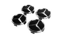 Mercedes-Benz Felgendeckel 71/74 mm ohne Ring (4 Stk, schwarz mit Chrom-Logo) Foto 1