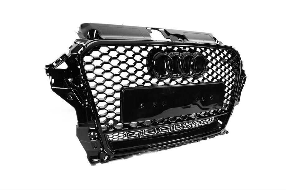 Audi A3 2012-2020 Frontgrill RS-Style mit Quattro Schriftzug (2012-2016, schwarz) Foto 3