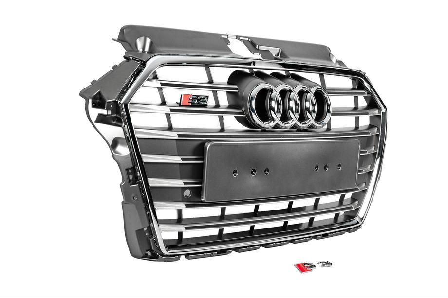 Audi A3 2012-2020 Frontgrill S-Style (2016-2020, grau mit Chrom) Foto 3