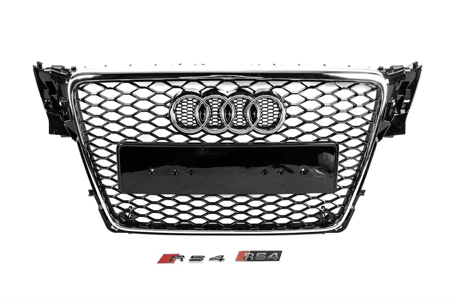 Audi A4 B8 2007-2015 Frontgrill RS-Style V-2 (2007-2011, schwarz mit Chrom) Image