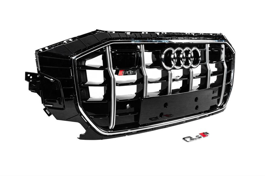 Audi Q8 2018- Frontgrill SQ-Style (2018-2023, schwarz mit Chrom) Foto 3