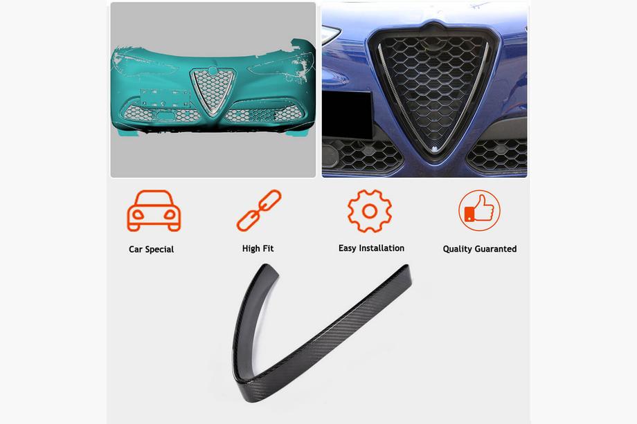 Alfa Romeo Stelvio 2016- Kühlergrill Abdeckung (2017-2023, Trockencarbon) Foto 2