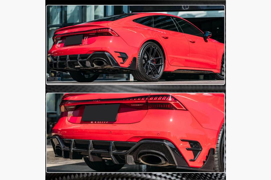 Audi A7 2018- Heckdiffusor Stoßstange (für RS7 2018-2022, Trockencarbon) Foto 2