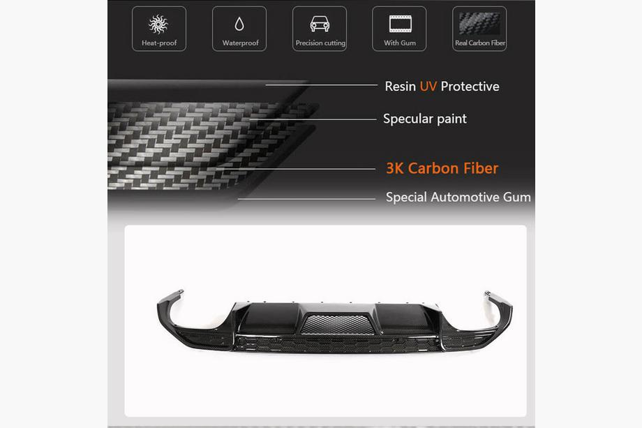 Audi A3 2020- Heckstoßstangen-Diffusor V1 (für S-Line Sedan 2020-2023, Carbon) Foto 3
