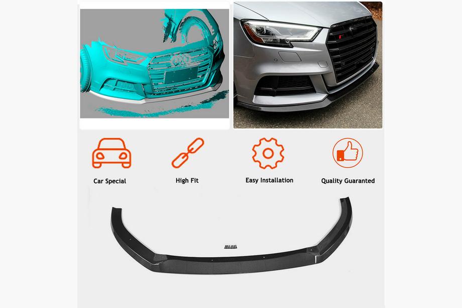 Audi A3 2012-2020 Frontlippe Lip V5 (für S-Line Sedan 2017-2020, Carbon) Foto 2