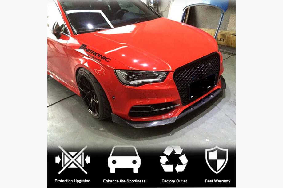 Audi A3 2012-2020 Frontlippe für die vordere Stoßstange Lip V2 (für S-Line Sedan 2012-2016, Carbon) Foto 2