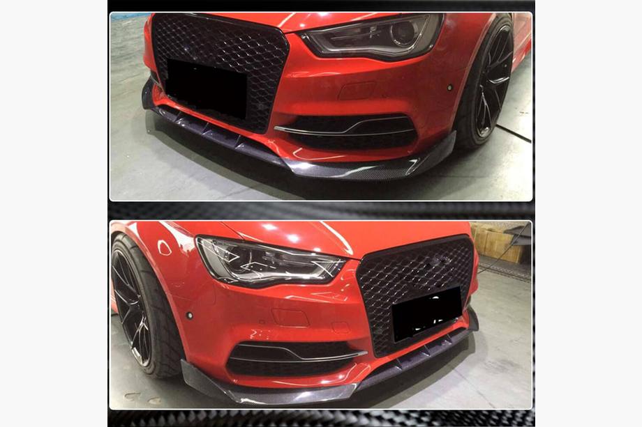 Audi A3 2012-2020 Frontlippe für die vordere Stoßstange Lip V2 (für S-Line Sedan 2012-2016, Carbon) Foto 3