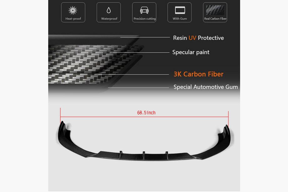 Audi A3 2012-2020 Frontlippe für die vordere Stoßstange Lip V2 (für S-Line Sedan 2012-2016, Carbon) Foto 5