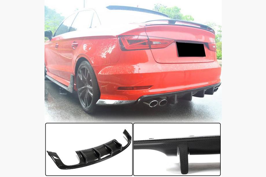 Audi A3 2012-2020 Heckstoßstangen-Diffusor V3 (für S-Line Sedan 2012-2016, Carbon) Foto 1