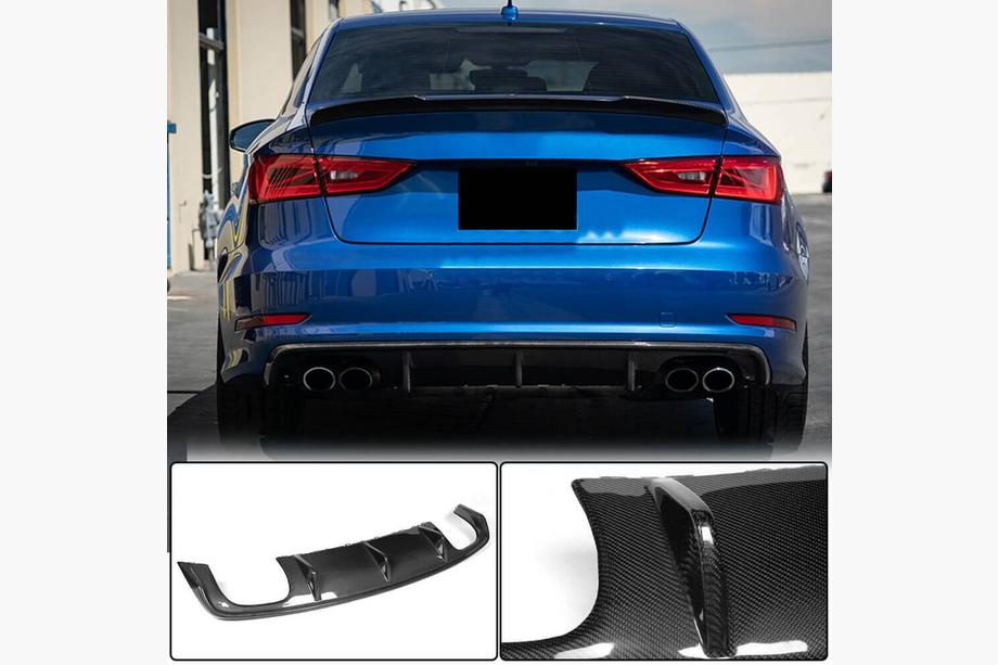Audi A3 2012-2020 Heckstoßstangen-Diffusor V2 (für S-Line Sedan 2012-2016, Carbon) Foto 2