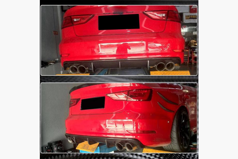 Audi A3 2012-2020 Heckstoßstangen-Diffusor V2 (für S-Line Sedan 2012-2016, Carbon) Foto 4