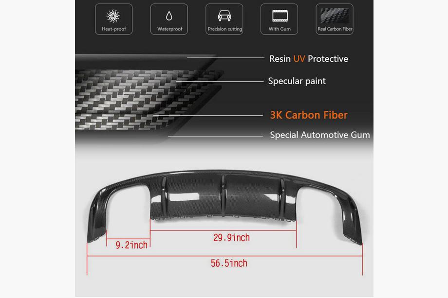 Audi A3 2012-2020 Heckstoßstangen-Diffusor V2 (für S-Line Sedan 2012-2016, Carbon) Foto 6