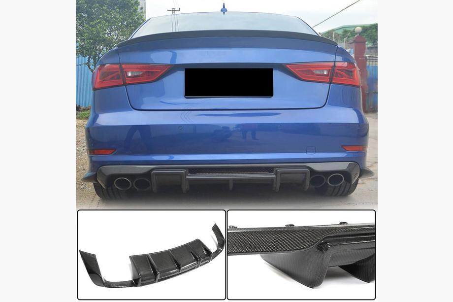 Audi A3 2012-2020 Heckstoßstangen-Diffusor V1 (für S-Line Sedan 2012-2016, Carbon) Foto 1