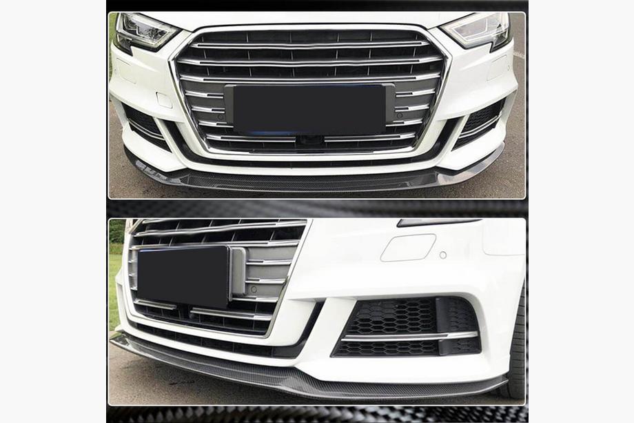 Audi A3 2012-2020 Frontstoßstangen-Lippe Lip V3 (für S-Line Sedan 2017-2020, Carbon) Foto 3