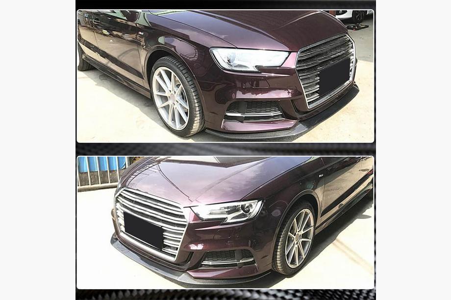 Audi A3 2012-2020 Frontstoßstangen-Lippe Lip V3 (für S-Line Sedan 2017-2020, Carbon) Foto 4