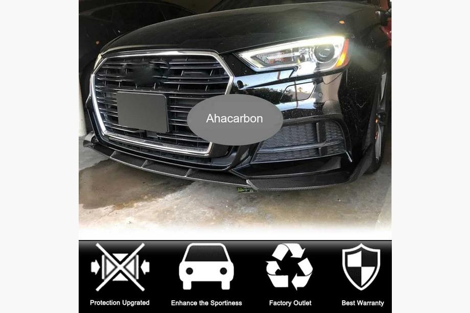 Audi A3 2012-2020 Frontstoßstangen-Lippe Lip V1 (für S-Line 2017-2020 Sedan, Carbon) Foto 4