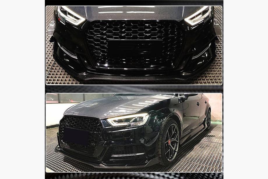 Audi A3 2012-2020 Frontstoßstangen-Lippe Lip V1 (für S-Line 2017-2020 Sedan, Carbon) Foto 7