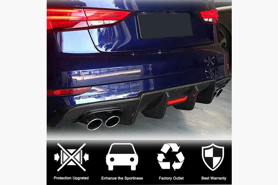 Audi A3 2012-2020 Heckdiffusor V3 für S-Line Sedan 2017-2020 (Carbon) Foto 2