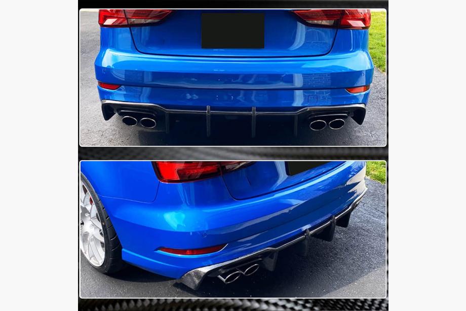Audi A3 2012-2020 Heckstoßstangen-Diffusor V1 (für S-Line Sedan 2017-2020, Carbon) Foto 7