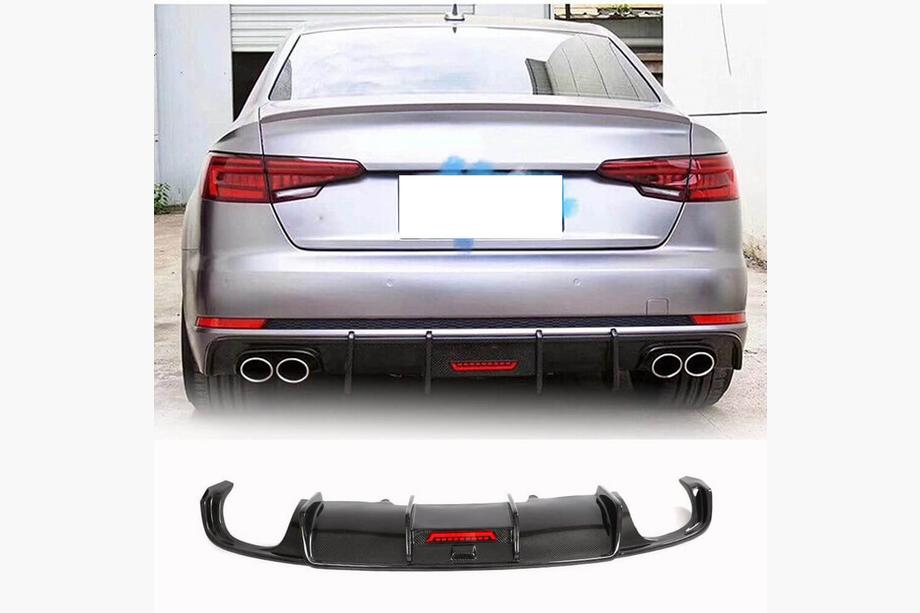 Audi A4 B9 2015-2024 Heckstoßstangen-Diffusor V1 (für S-Line Limousine 2015-2019, Carbon) Foto 1