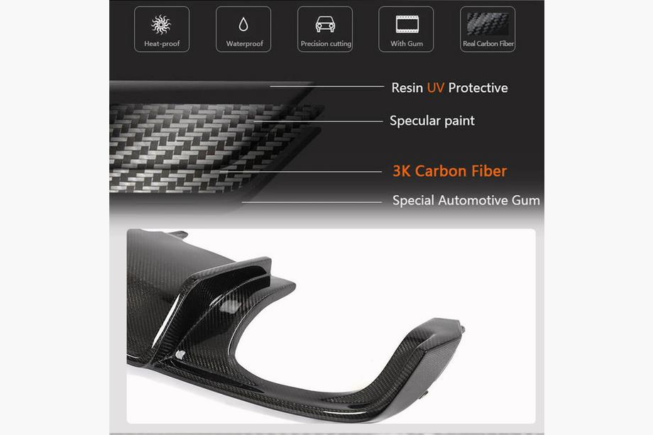 Audi A4 B9 2015-2024 Heckstoßstangen-Diffusor V1 (für S-Line Limousine 2015-2019, Carbon) Foto 3