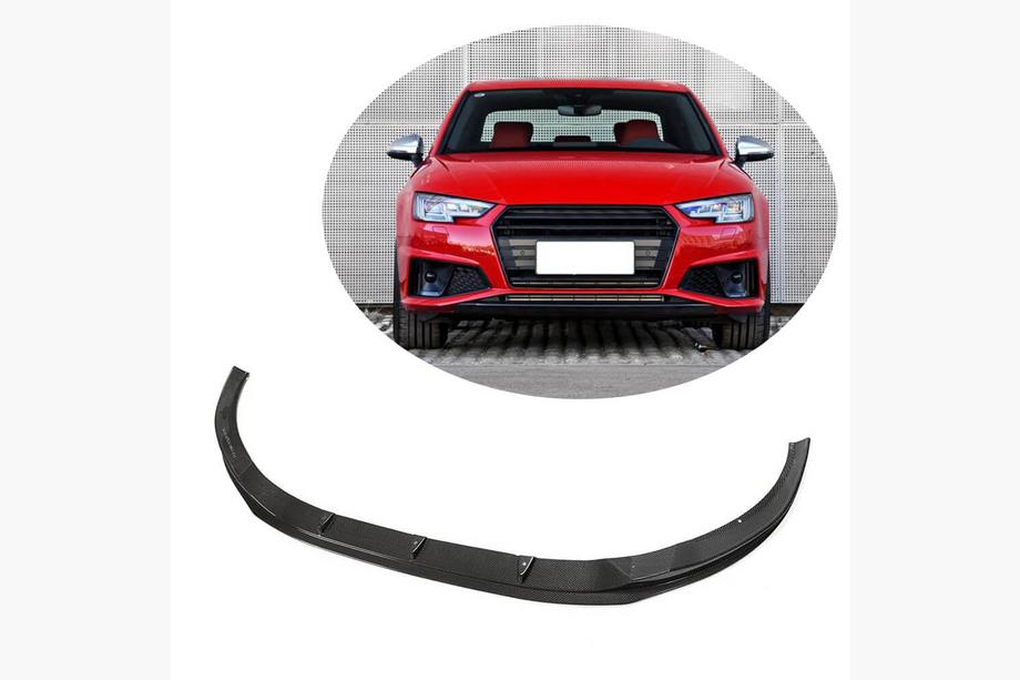 Audi A4 B9 2015-2024 Frontstoßstangen-Lippe Lip V6 (für S-Line Sedan 2015-2019, Carbon) Foto 1
