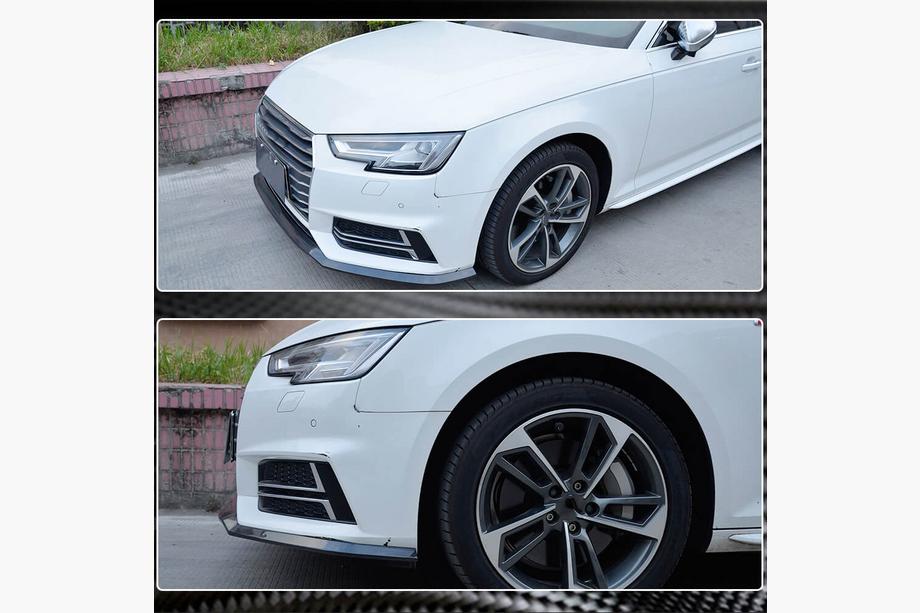 Audi A4 B9 2015-2024 Frontstoßstangen-Lippe Lip V4 (für S-Line Sedan 2015-2019, Carbon) Foto 4