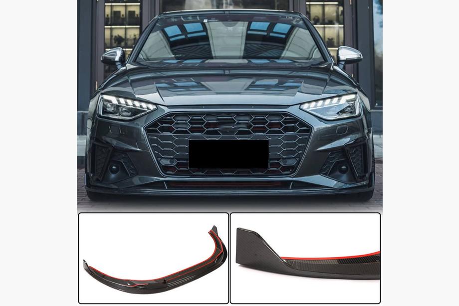 Audi A4 B9 2015-2024 Frontstoßstangen-Lippe Lip V1 (für S-Line Sedan 2019-2024, Carbon) Foto 1